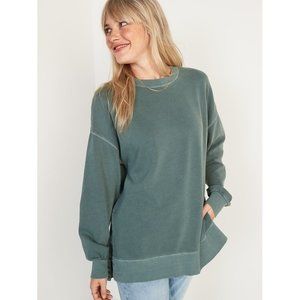 OLD NAVY women LARGE vintage-look "Terrestrial Green" Sweatshirt Tunic EUC